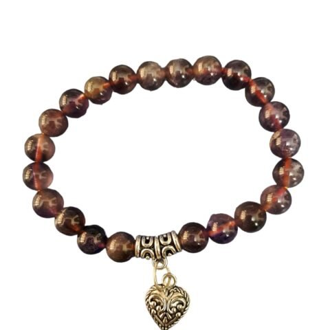 Divine Spirituals Ametrine Heart Natural Bracelet Pure Certified 8mm Unisex Bracelets Super AAA Quality for Healing Meditation Success and Abundance Chakra Healing Bracelets Abundance Stones
