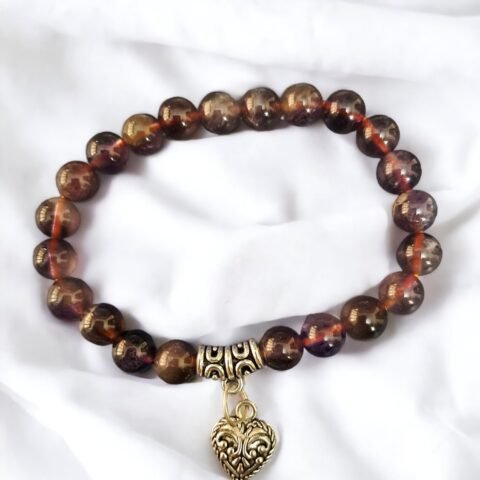 Divine Spirituals Ametrine Heart Natural Crystal Bracelet Lab Certified 8 mm AAA Grade Stretchable Bracelet for Healing Meditation and Manifestation Chakra Healing Bracelets Abundance Stones 2