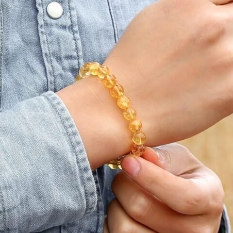 Divine Spirituals Natural Citrine Pure Certified Unisex Band Bracelet Super AAA Quality for Healing Meditation Success and Abundance Chakra Healing Bracelets Abundance Stones 2
