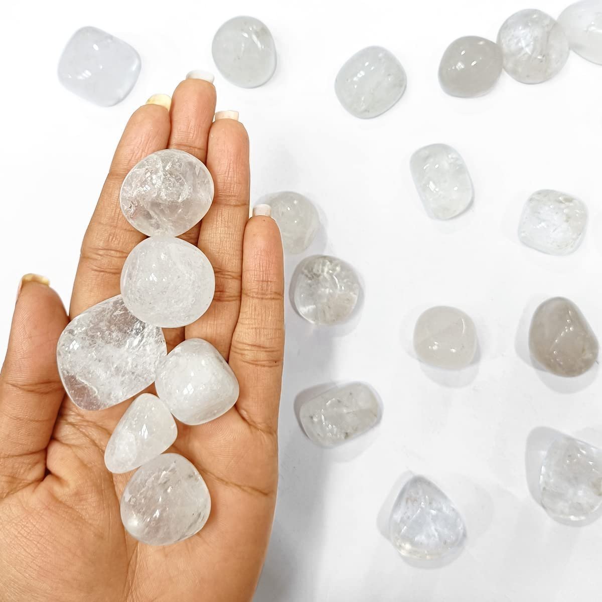 Divine Spirituals Natural Tumbled Stones for Reiki Healing (Clear Quartz Tumbled Stone)Value Pack Of 2 Chakra Tumbled Stones Abundance Stones 2