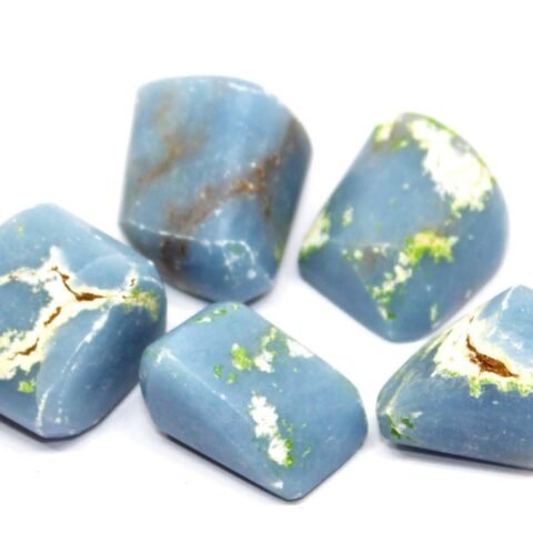 Divine Spirituals Angelite Natural Healing Crystal Tumble Stone (Value Pack of 2 AAA Grade Natural Tumbles) Chakra Tumbled Stones Abundance Stones 2