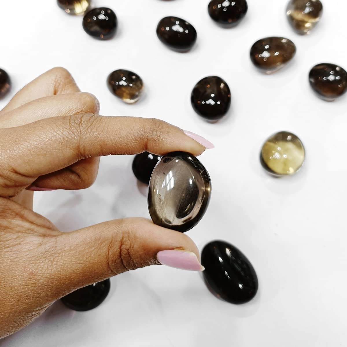 Divine Spirituals Natural Tumbled Stones for Reiki Healing (Smokey Quartz Tumbled Stone) Value Pack Of 2 Chakra Tumbled Stones Abundance Stones 2