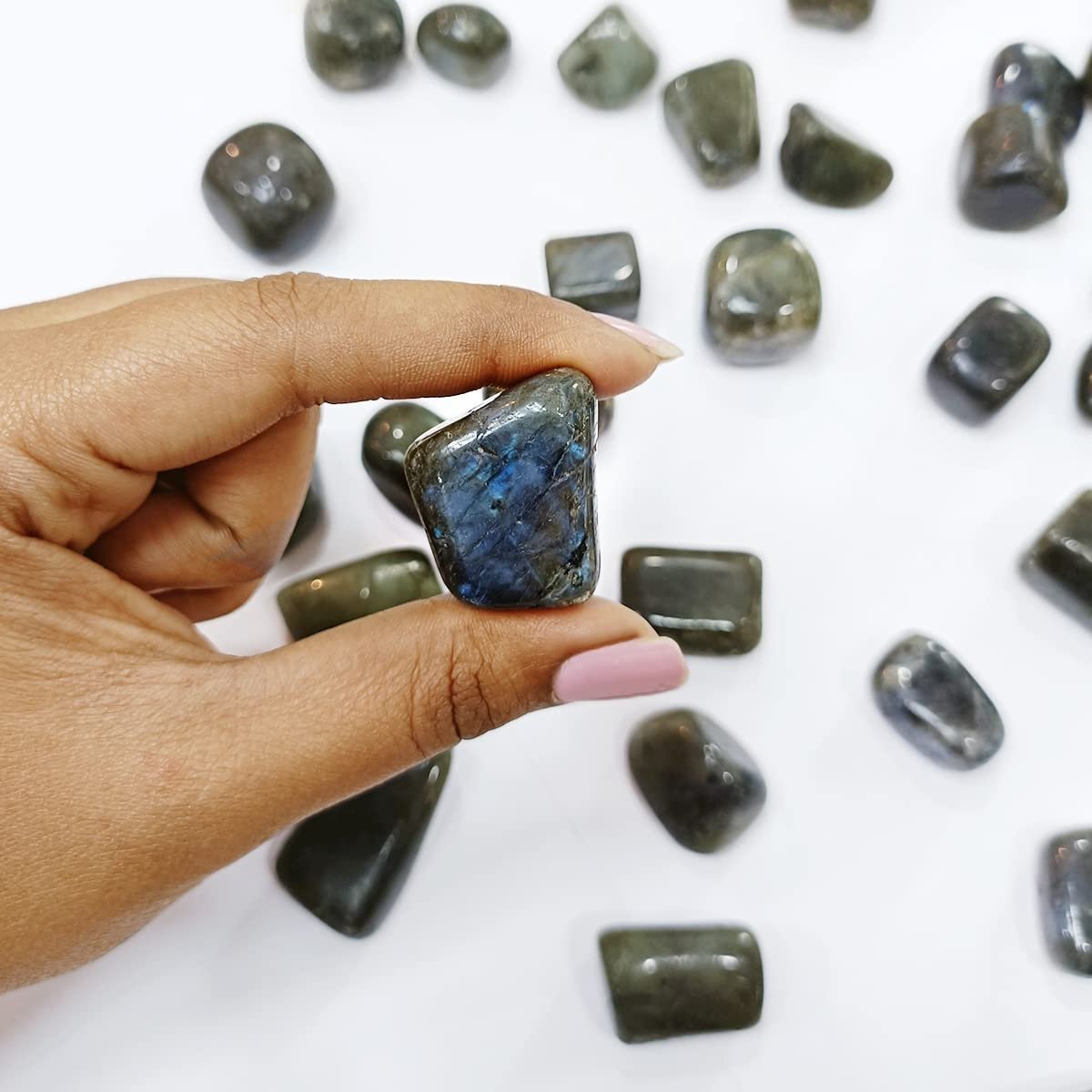 Divine Spirituals Natural Tumbled Stones for Reiki Healing (LabradoriteTumbled Stone) Value Pack Of 2 Chakra Tumbled Stones Abundance Stones 2
