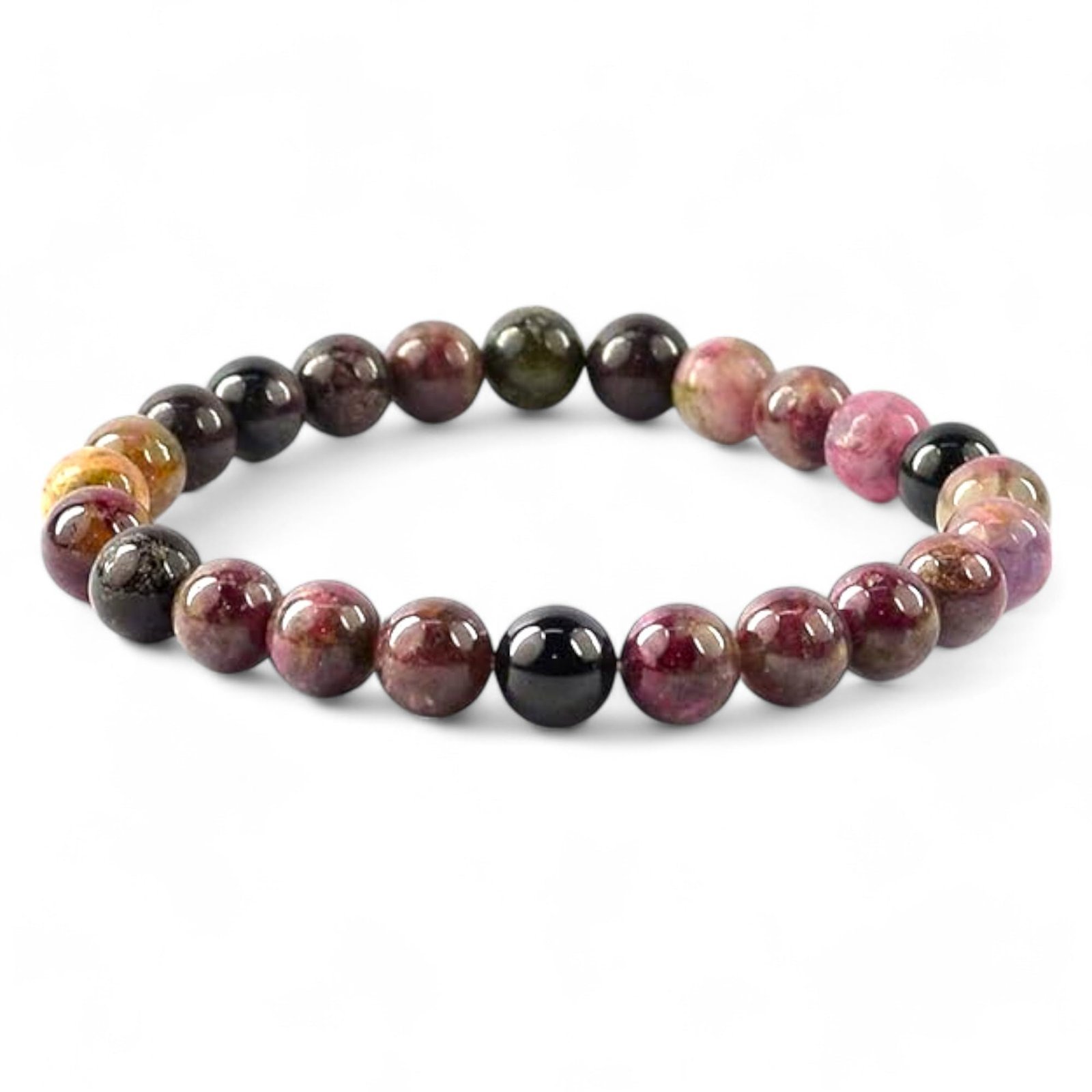 Divine Spirituals Natural Watermelon Tourmaline Bracelet (Multi Tourmaline Bracelet) Original Certified AAA Grade 8mm Stretchable Unisex Bracelet For Heart Chakra, Inner Peace & Meditation Chakra Healing Bracelets Abundance Stones