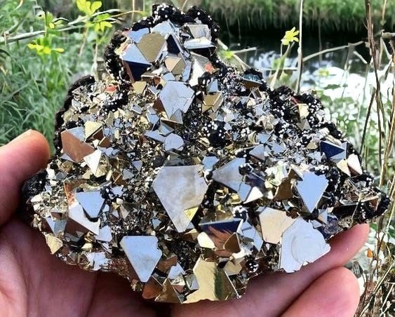 Divine Spirituals Pyrite Stone Original Stone for Wealth and Bussiness Luck/Vastu/Working Table Decore with Increased Will power and Manifestation.(weight 60 to 70 grams.) Cubical Pyrite Clusters Abundance Stones 2