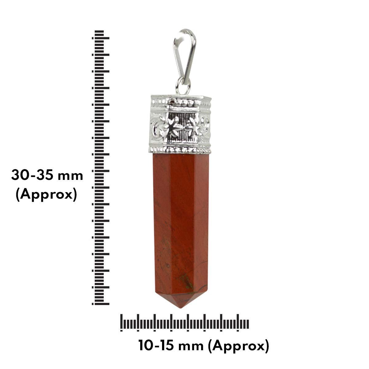 Divine Spirituals Natural Healing Stone Pendant Pencil Shape Crystal Stone Certified Pendant/Locket with Chain – Healing Gemstone Size 30-35 mm Approx(Red Jasper Pendant) Crystal Jewelry Abundance Stones 2