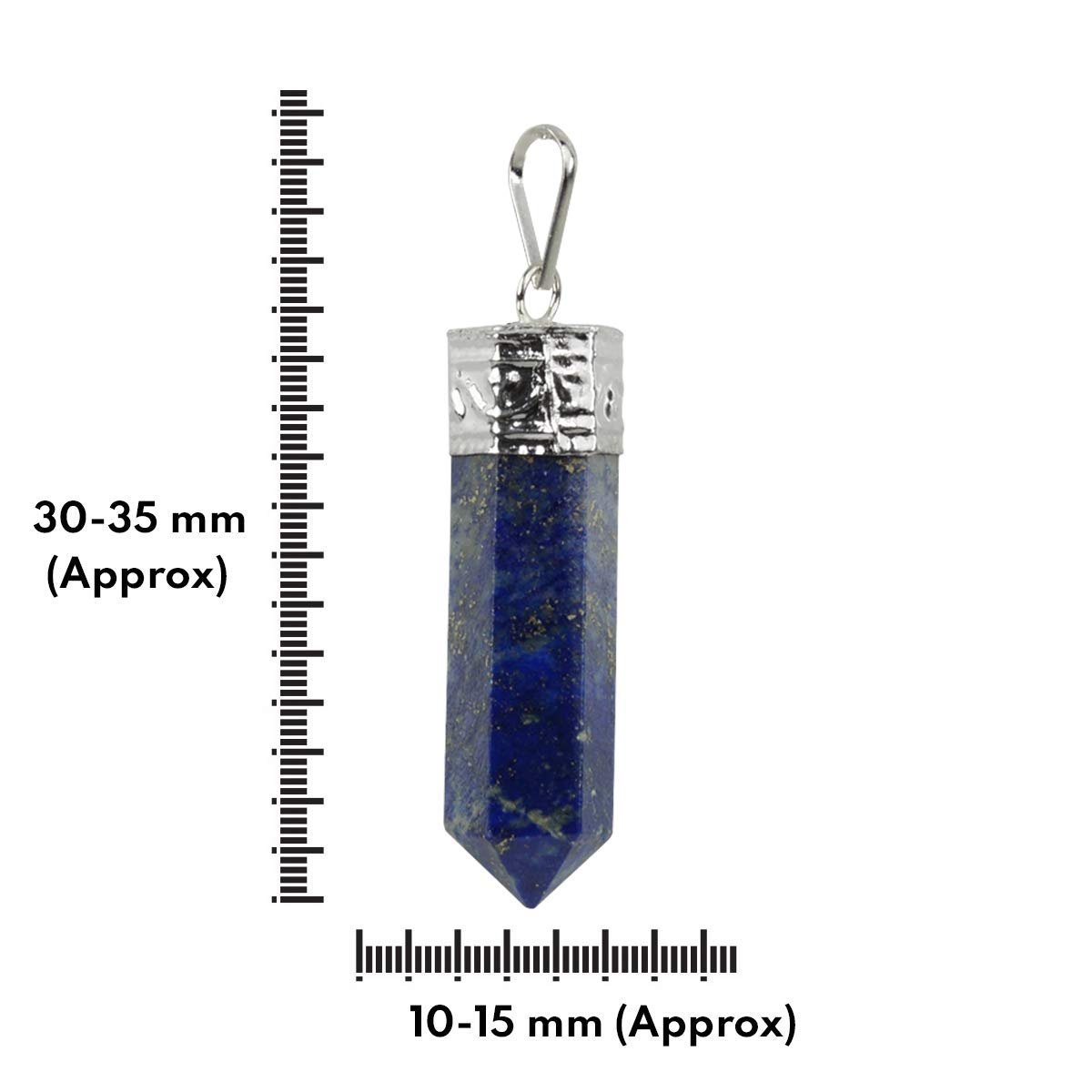Divine Spirituals Natural Healing Stone Pendant Pencil Shape Crystal Stone Certified Pendant/Locket with Chain – Healing Gemstone Size 30-35 mm Approx(Lapis Lazuli Pendant) Crystal Jewelry Abundance Stones 2