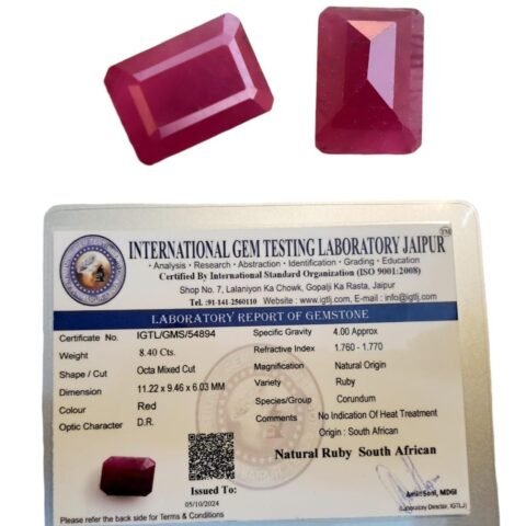 Divine Spirituals Certified Non-Heated South African Ruby – Premium Deep Red Natural Gemstone | Rare & Untreated Ruby for Engagement Rings, Jewelry, Collectors | IGTL Certified – Cushion Cut 9.14 Carats Healing Crystal Rings Abundance Stones
