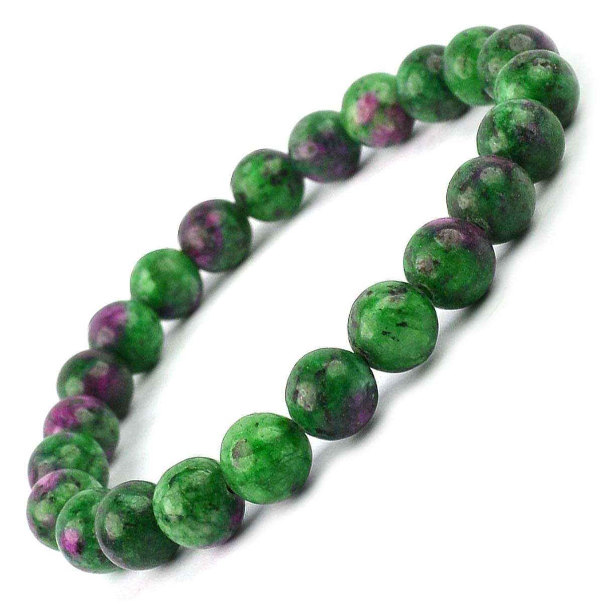 Divine Spirituals Stretchable Unisex Gemstone Natural Crystal Certified Stone Bracelet | Diameter : 2.5 Inch.| Stone Size – 8 mm Beads | Shape – Round.(Ruby Zoisite Bracelet) Chakra Healing Bracelets Abundance Stones