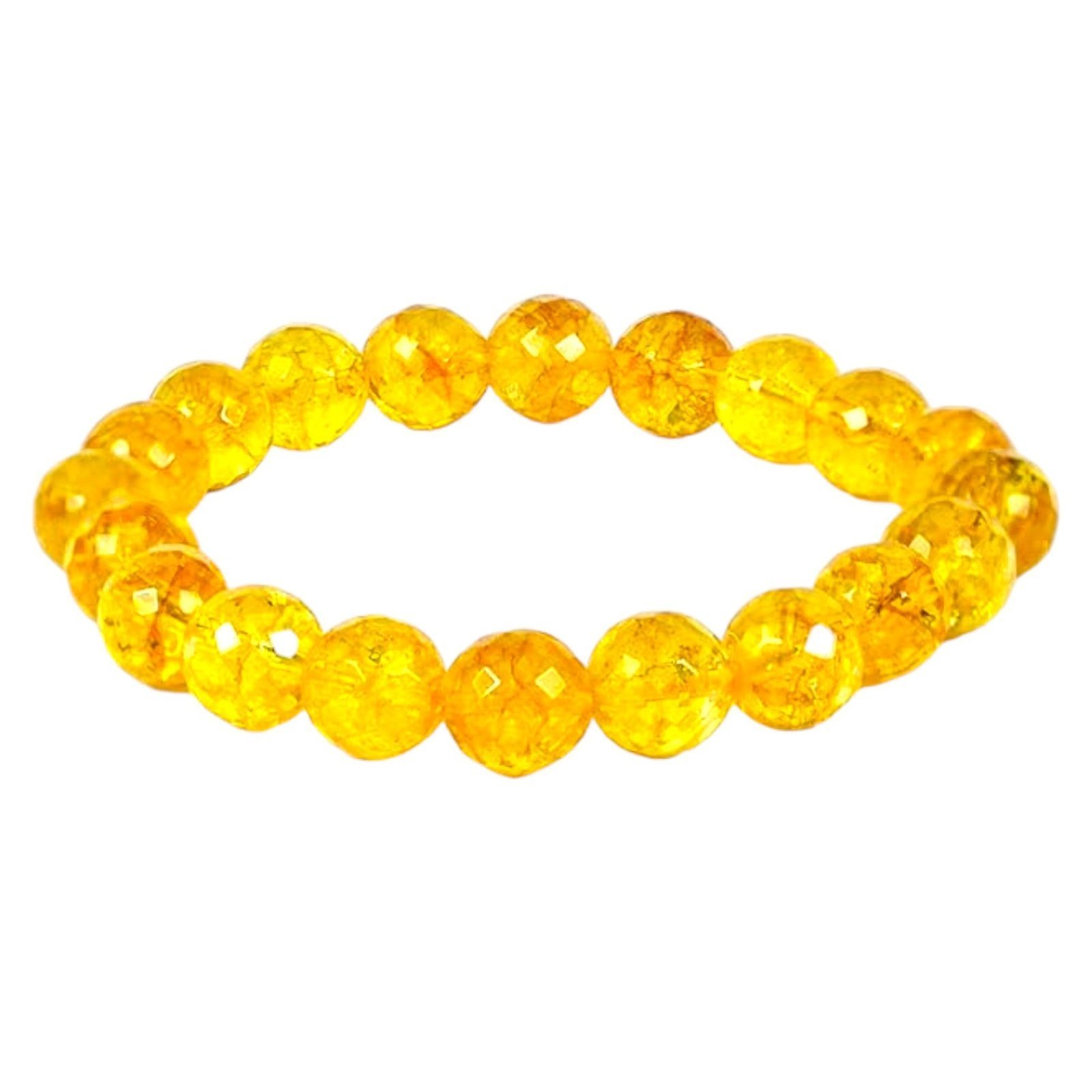 Divine Spirituals Premium Natural Citrine Diamond-cut Faceted 10mm Bracelet Lab-certified AAA Grade Semi-Precious Gemstone Stretchable Unisex Bracelet For Success, Prosperity & Wealth Chakra Healing Bracelets Abundance Stones