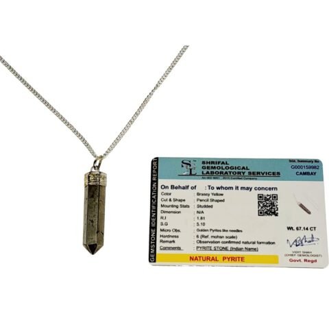 Divine Spirituals Original Pyrite Pencil Certified Unisex Locket Pendant with Chain for Will Power Manifestation and Financial Abundance Crystal Jewelry Abundance Stones