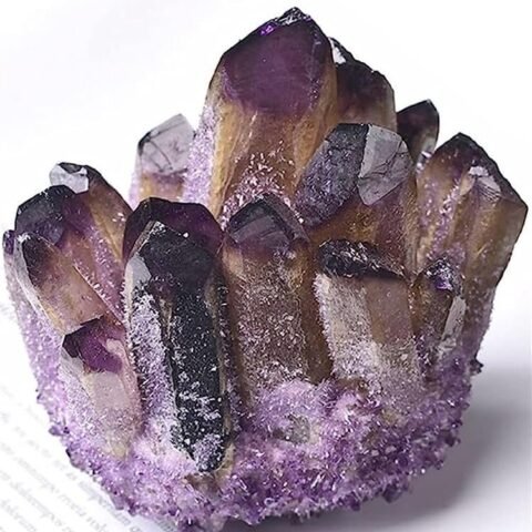 Divine Spirituals The Certified Natural Amethyst Pure Quartz Family Phantom Cluster Geodes – Rare Earth Natural Formations (Amethyst Family Cluster) Figurine Abundance Stones 2