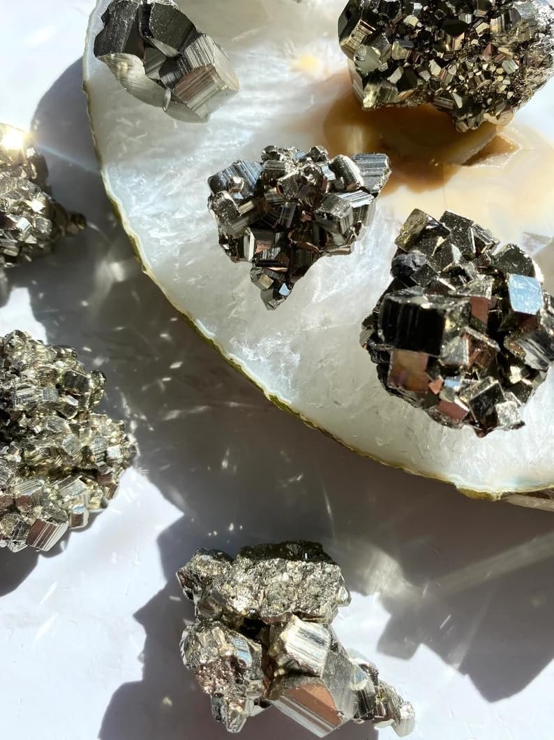 Divine Spirituals Lab Certified AAA Grade Peru Pyrite Original Cluster Geodes for Willpower Success Wealth Manifestation Stone to Attract Money (10 Grams + to 200 Grams + Approx.) Cubical Pyrite Clusters Abundance Stones 10 Divine Spirituals Lab Certified AAA Grade Peru Pyrite Original Cluster Geodes for Willpower Success Wealth Manifestation Stone to Attract Money (10 Grams + to 200 Grams + Approx.) Cubical Pyrite Clusters Abundance Stones 10