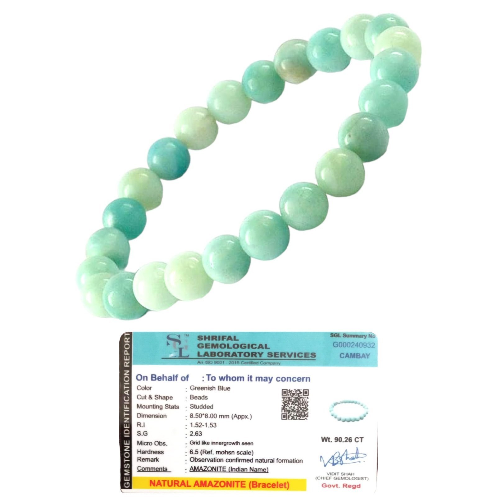 Divine Spirituals Natural Amazonite Bracelet Lab Certified AAA Grade 8mm Stretchable Original Real Crystal Bracelet For Throat Chakra, Calming Energy, Creativity & Meditation For Men & Women Chakra Healing Bracelets Abundance Stones