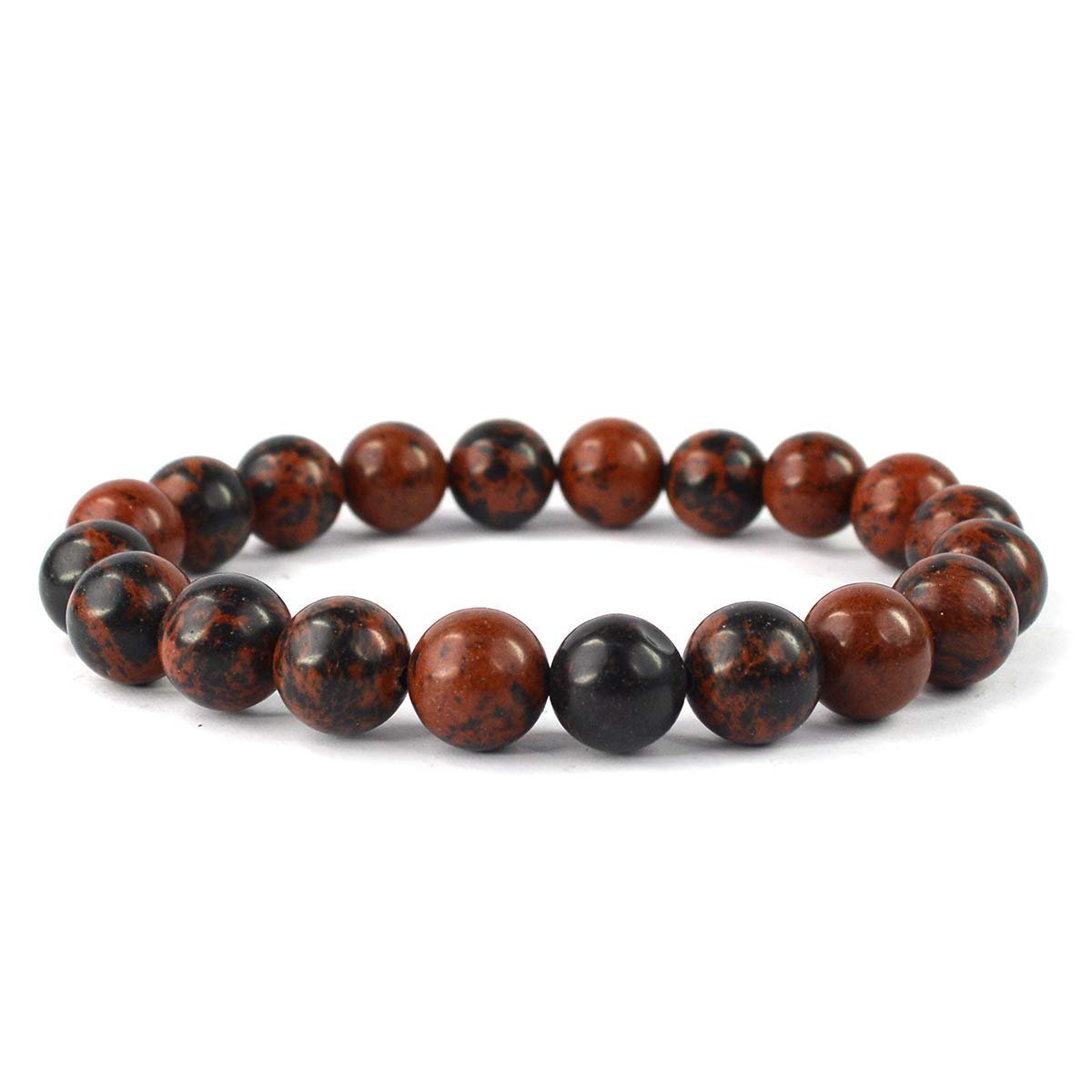 Divine Spirituals Stretchable Unisex Gemstone Natural Crystal Certified Stone Bracelet | Diameter : 2.5 Inch.| Stone Size – 8 mm Beads | Shape – Round.(Mahogany Obsidian Bracelet) Chakra Healing Bracelets Abundance Stones