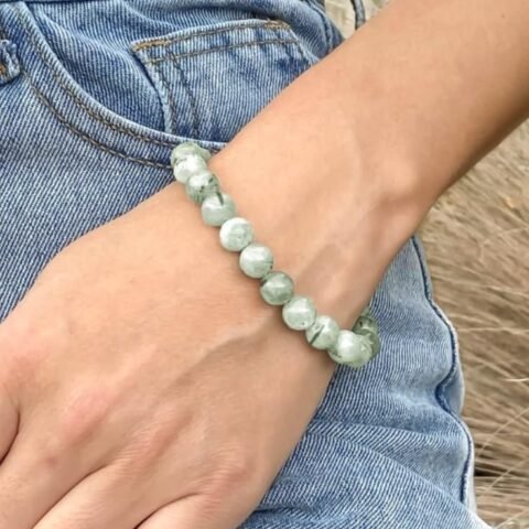 Divine Spirituals Prehnite Natural Crystal Bracelet Lab Certified 8 mm AAA Grade Stretchable Bracelet for Healing Meditation and Manifestation Chakra Healing Bracelets Abundance Stones 2