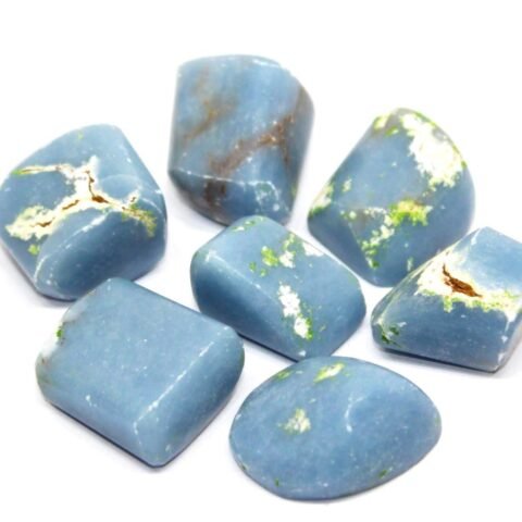 Divine Spirituals Angelite Natural Healing Crystal Tumble Stone (Value Pack of 2 AAA Grade Natural Tumbles) Chakra Tumbled Stones Abundance Stones