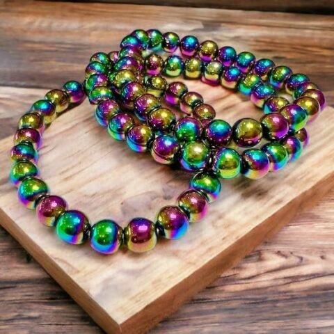 Divine Spirituals Titanium Aura Quartz Natural Bracelet Pure Certified 8mm Unisex Bracelets Super AAA Quality for Healing Meditation Success and Abundance Chakra Healing Bracelets Abundance Stones 2