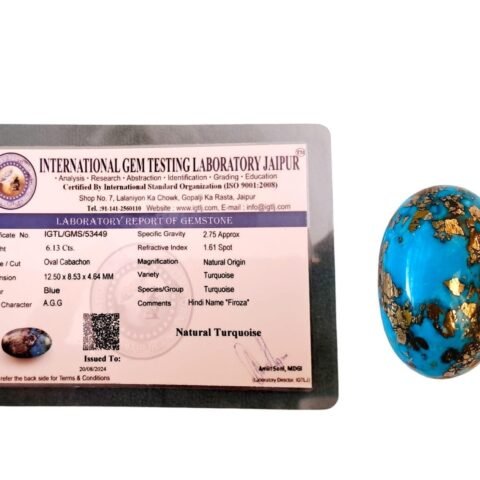 Divine Spirituals Real Original Firoza Turquoise Gemstone for Men and Women – Oval Shaped for Ring and Pendant Premium Turquoise Jewellery – The Stone of Compassion and Success 48 to 55 Carats Irani Firoza Abundance Stones