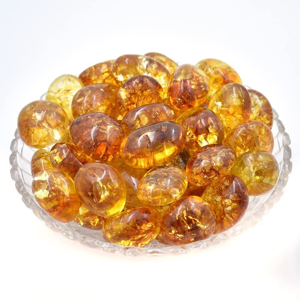 Divine Spirituals Natural Citrine Tumbled Aaa+ Stone Pebbles|Tumbles For Reiki Healing Crystal Aura Chakra Vastu Fengshui(Pack Of 1 Beautiful Citrine Tumbled Stone) Chakra Tumbled Stones Abundance Stones 2