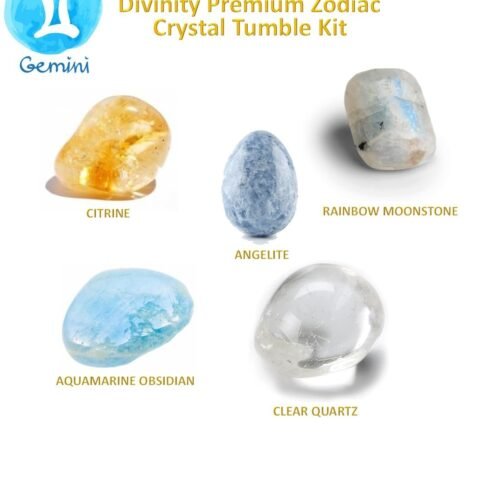 Divine Spirituals Zodiac Natural Crystal Tumble Set Gemini Sun Sign Premium Birthstone Gemstone Tumble Crystal Kit for Healing Meditation Financial Abundance and Good Luck Chakra Tumbled Stones Abundance Stones 2