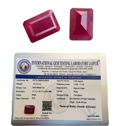 Divine Spirituals Certified Non-Heated South African Ruby – Premium Deep Red Natural Gemstone | Rare & Untreated Ruby for Engagement Rings, Jewelry, Collectors | IGTL Certified – Octa Mixed Cut 13.5 Carats Healing Crystal Rings Abundance Stones