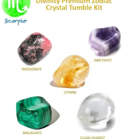Divine Spirituals Zodiac Natural Crystal Tumble Set Scorpio Zodiac Sun Sign Premium Birthstone Gemstone Tumble Crystal Kit for Healing Meditation Financial Abundance and Good Luck Chakra Tumbled Stones Abundance Stones 2