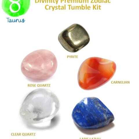 Divine Spirituals Zodiac Natural Crystal Tumble Set Taurus Sun Sign Premium Birthstone Gemstone Tumble Crystal Kit for Healing Meditation Financial Abundance and Good Luck Chakra Tumbled Stones Abundance Stones 2