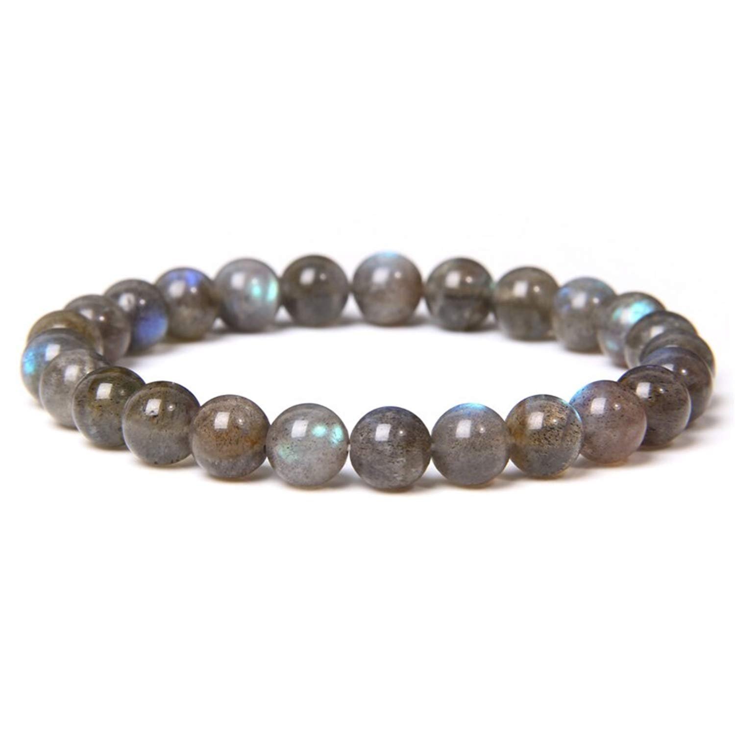 Divine Spirituals Men and Women Certified Natural Crystal Stone Bracelet 8 mm Gem Stone Bracelet for Reiki Healing & Crystal Healing.(Labradorite Bracelet) Chakra Healing Bracelets Abundance Stones