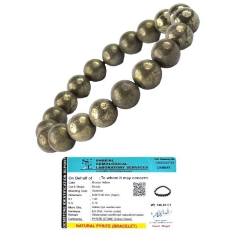 Divine Spirituals Lab Certified AAA Quality Original Pyrite Bracelet 8mm Unisex Stretchable Real Crystal Bracelet – Money Magnet For Prosperity, Abundance & Manifestation Chakra Healing Bracelets Abundance Stones