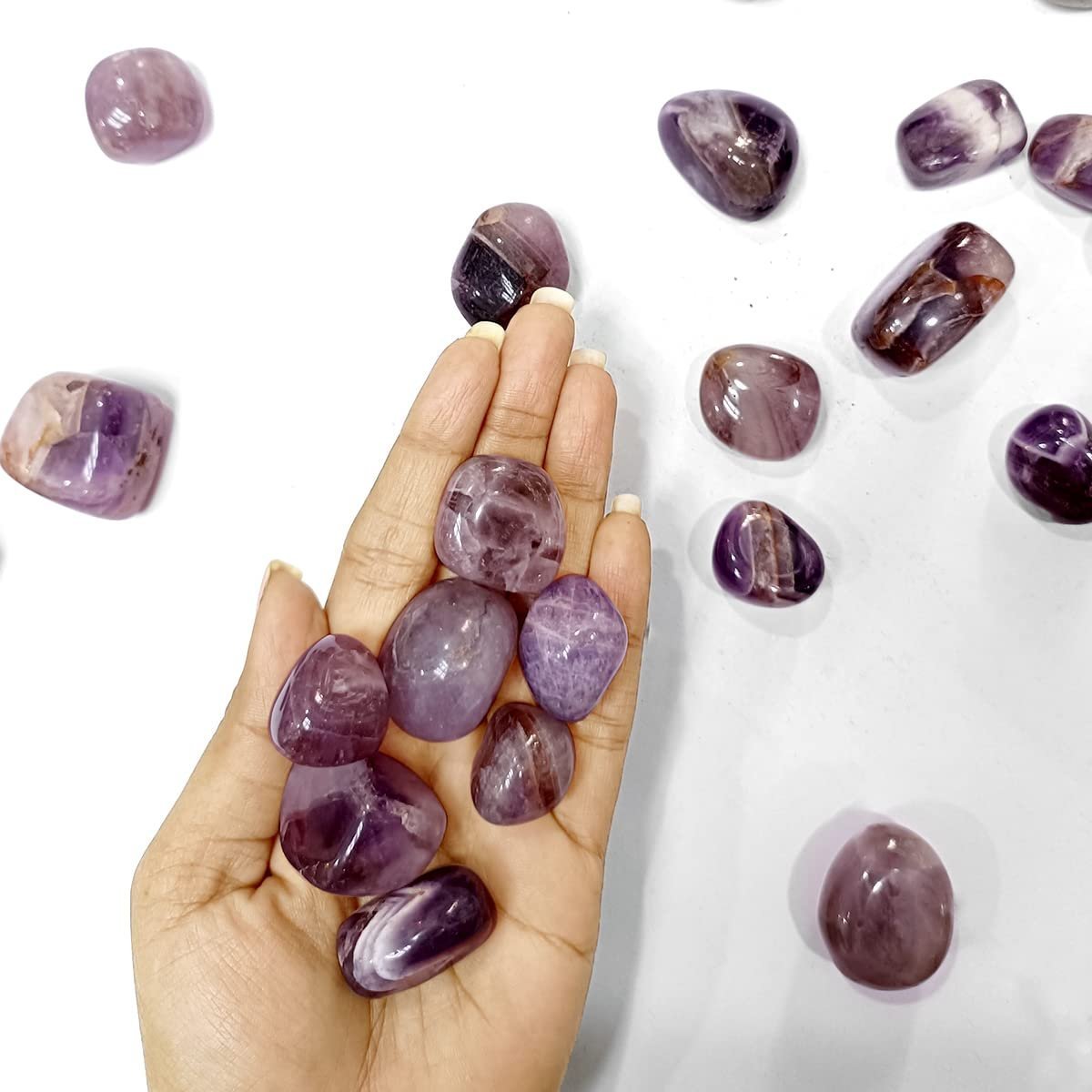 Divine Spirituals Natural Tumbled Stones for Reiki Healing (Amethyst Stone) Value Pack Of 2 Chakra Tumbled Stones Abundance Stones 2