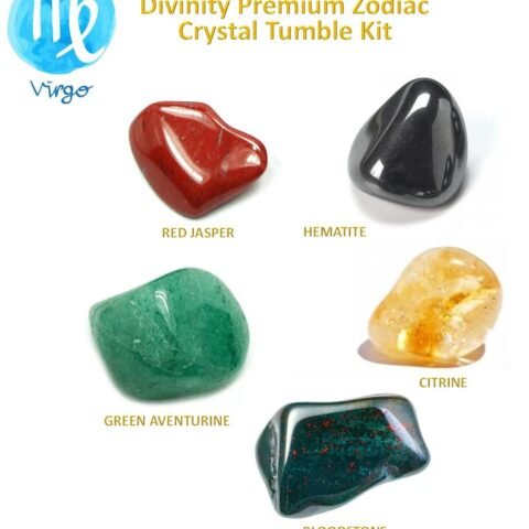 Divine Spirituals Zodiac Natural Crystal Tumble Set Virgo Zodiac Sun Sign Premium Birthstone Gemstone Tumble Crystal Kit for Healing Meditation Financial Abundance and Good Luck Chakra Tumbled Stones Abundance Stones 2