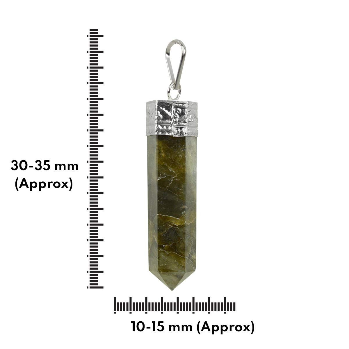 Divine Spirituals Natural Healing Stone Pendant Pencil Shape Crystal Stone Certified Pendant/Locket with Chain – Healing Gemstone Size 30-35 mm Approx(Labradorite Pendant) Crystal Jewelry Abundance Stones 2