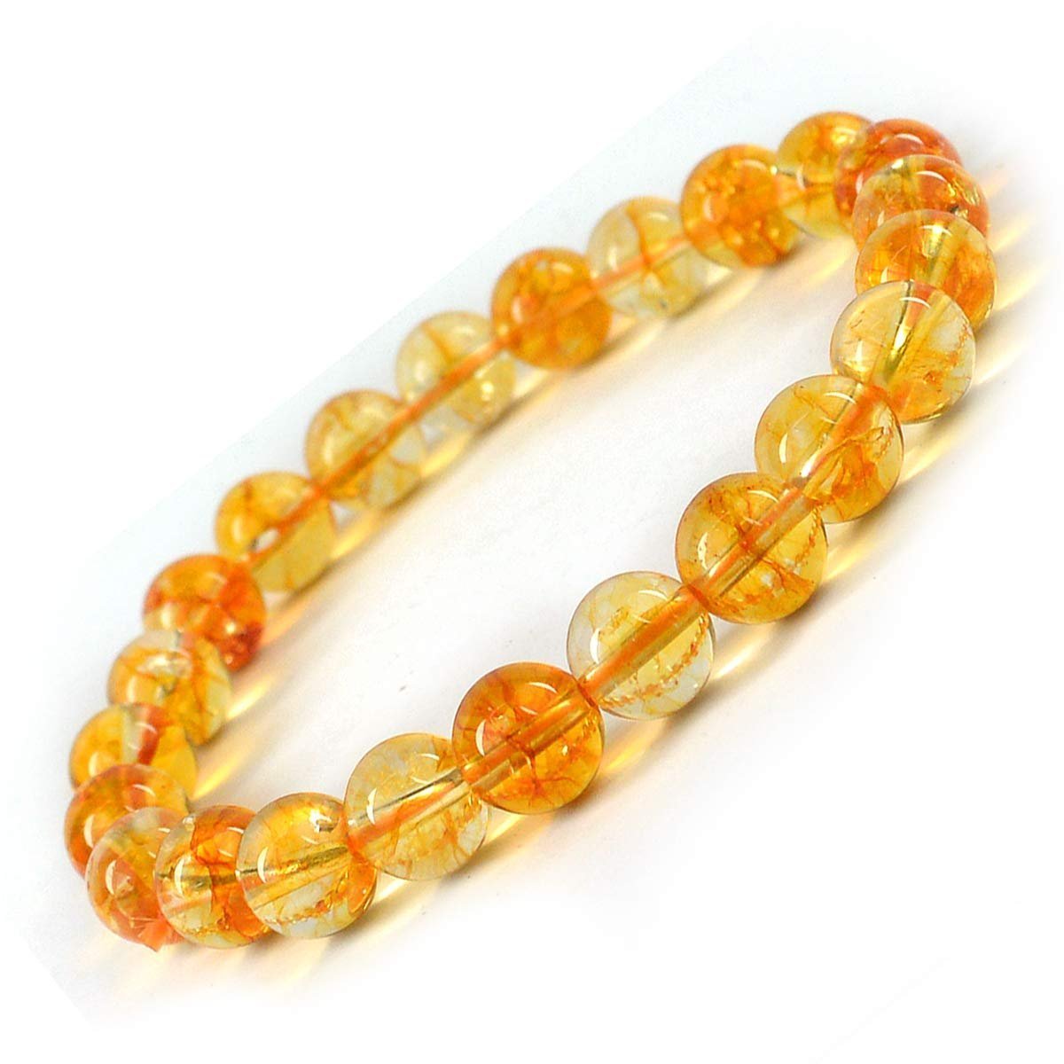 Divine Spirituals Stretchable Unisex Gemstone Natural Crystal Certified Stone Bracelet | Diameter : 2.5 Inch.| Stone Size – 8 mm Beads | Shape – Round.(Citrine Bracelet) Chakra Healing Bracelets Abundance Stones