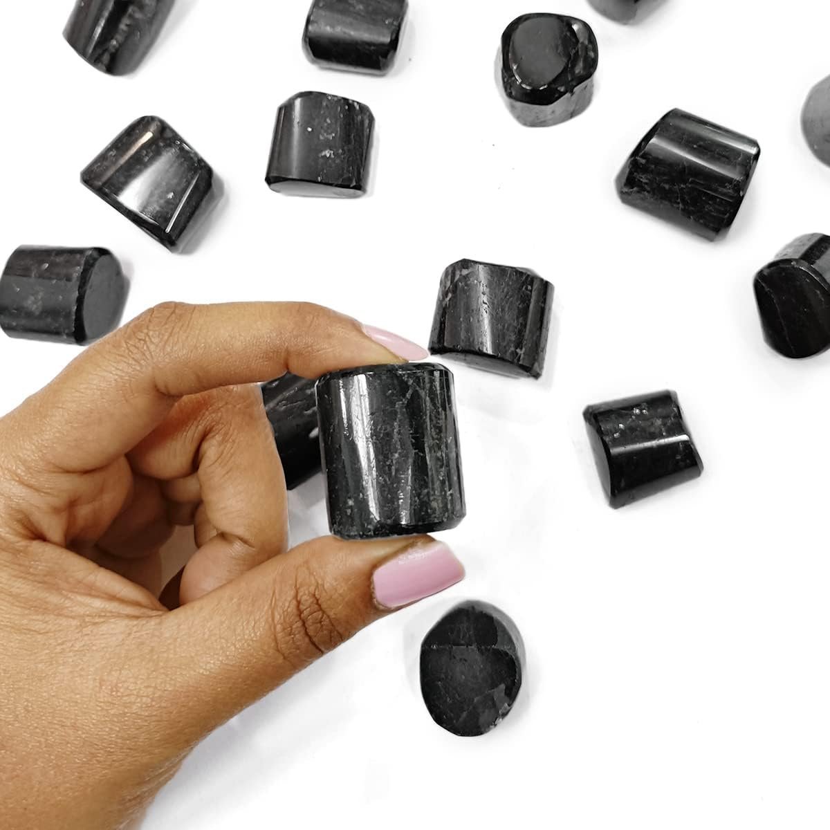 Divine Spirituals Natural Tumbled Stones for Reiki Healing – Set of 2 -Black Tourmaline Stone Chakra Tumbled Stones Abundance Stones 2