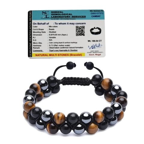 Divine Spirituals Triple Action Double Layer Natural Crystal Bracelet Lab Certified 8 mm AAA Grade Stretchable Bracelet Chakra Healing Bracelets Abundance Stones