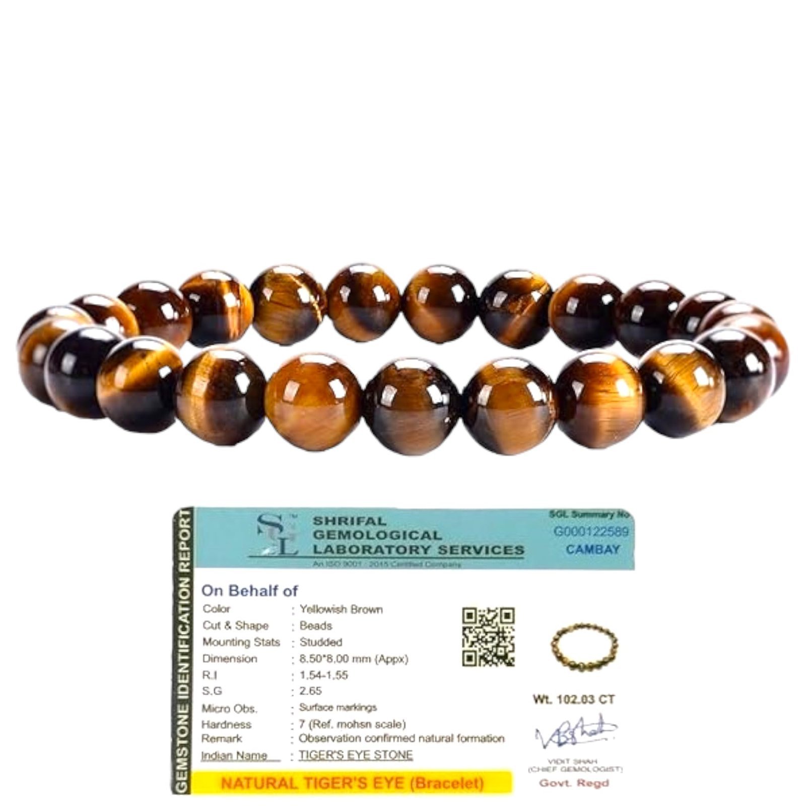 Divine Spirituals Natural Tiger Eye Bracelet Lab Certified Unisex AAA Grade 8mm Stretchable Original Real Crystal Bracelet For Abundance, Manifestation, Strength & Solar Plexus Chakra Chakra Healing Bracelets Abundance Stones