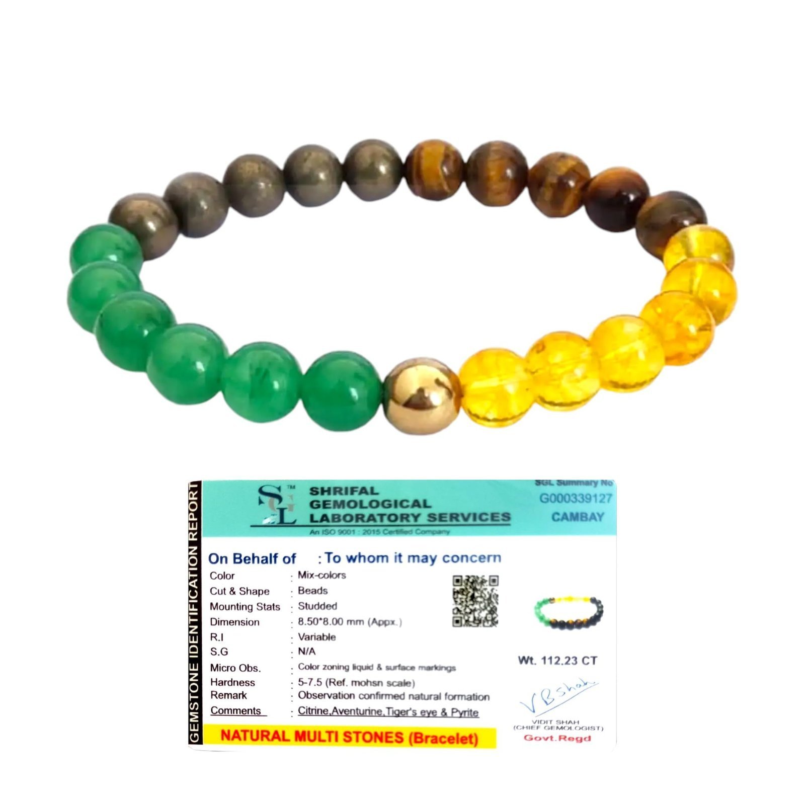 Divine Spirituals Premium Natural Money Magnet Bracelet Combo of 5: Citrine, Tiger’s Eye, Green Aventurine, Pyrite & Golden Hematite For Prosperity, Abundance & Manifestation Chakra Healing Bracelets Abundance Stones