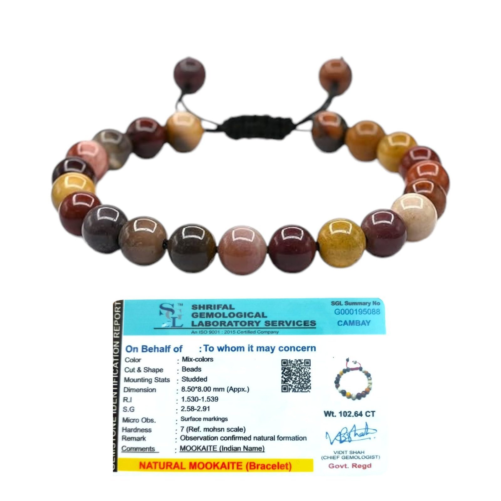 Divine Spirituals Natural Mookaite (Mook Jasper) Bracelet Macrame Thread Lab Certified Original 8mm Adjustable Unisex Crystal Bracelet For Balance, Grounding & Manifestation Chakra Healing Bracelets Abundance Stones