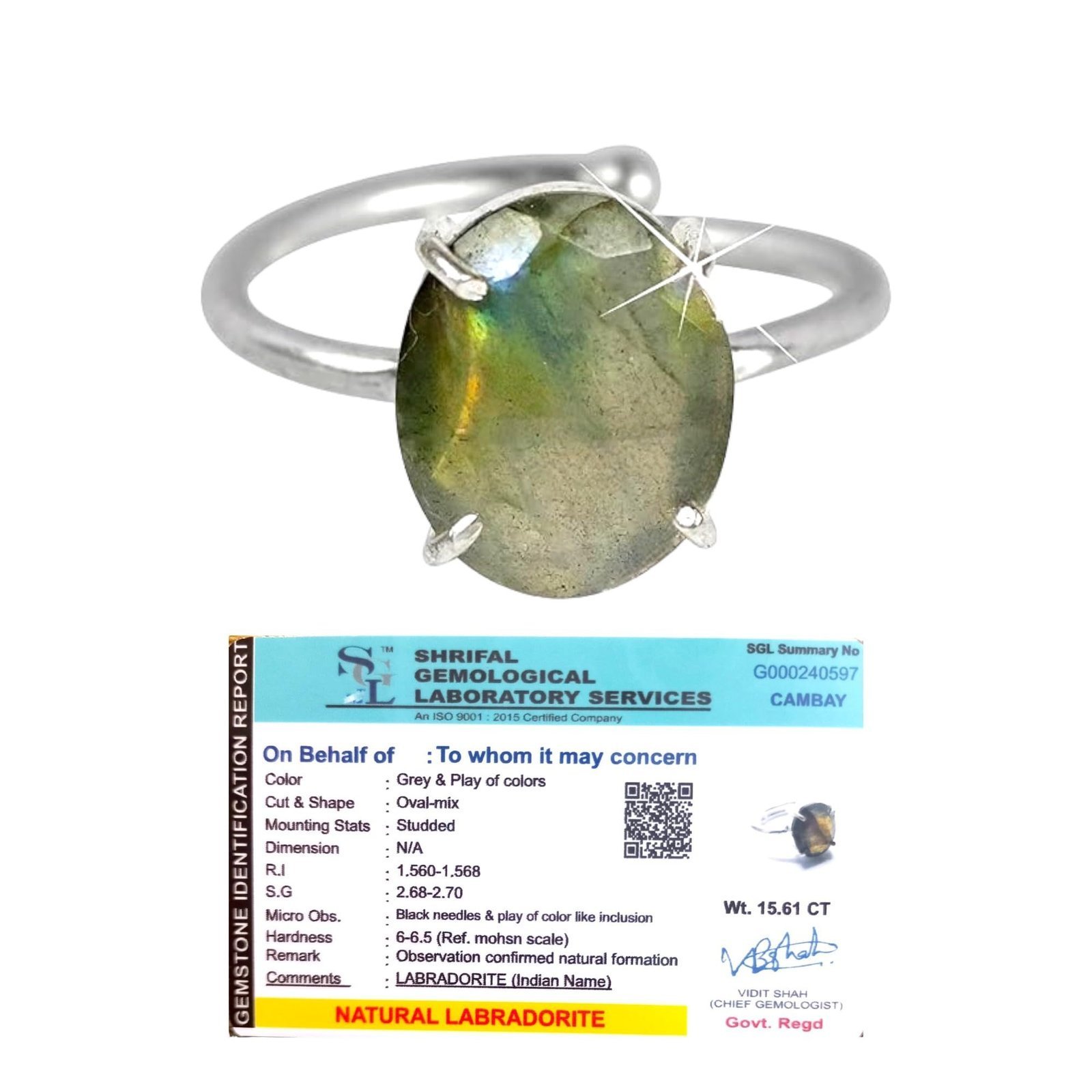 Divine Spirituals Premium Labradorite Diamond-Cut Natural Gemstone Ring AAA Grade Adjustable Lab-Certified Unisex Original Crystal Ring For Third Eye Chakra, Protection, Manifestation & Meditation Crystal Gemstone Rings Abundance Stones