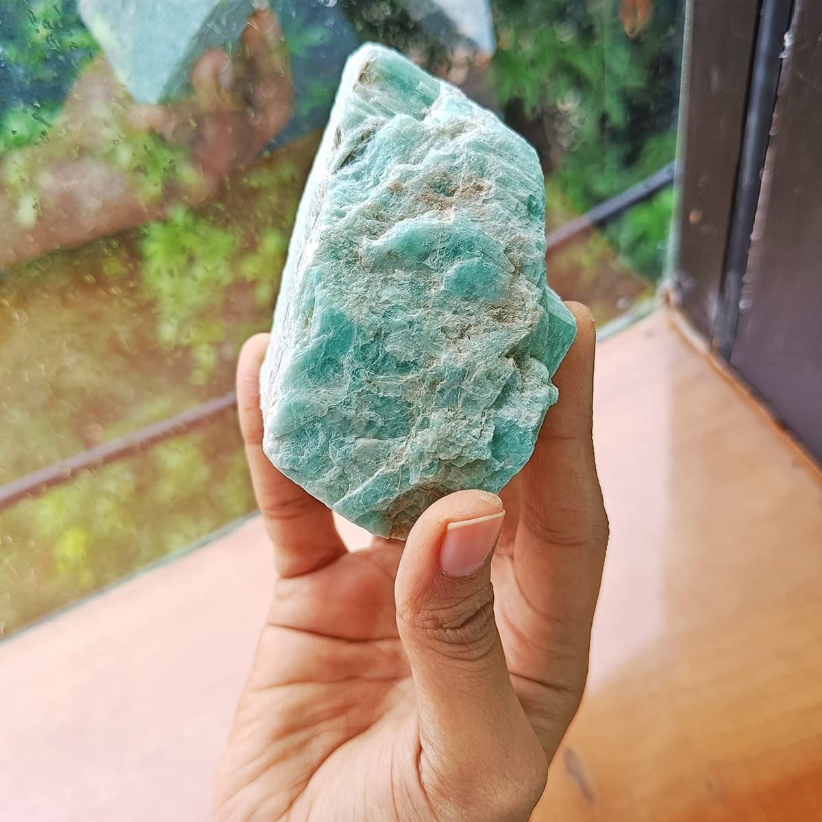 Divine Spirituals Natural Healing crystal Amazonite Raw Rough Stones. Weight : 200 Grams | Pack of 4 to 8 Beautiful Natural Healing crystal Raw Stones | Hand Picked and Cleaned Natural Healing Crystals Abundance Stones 2