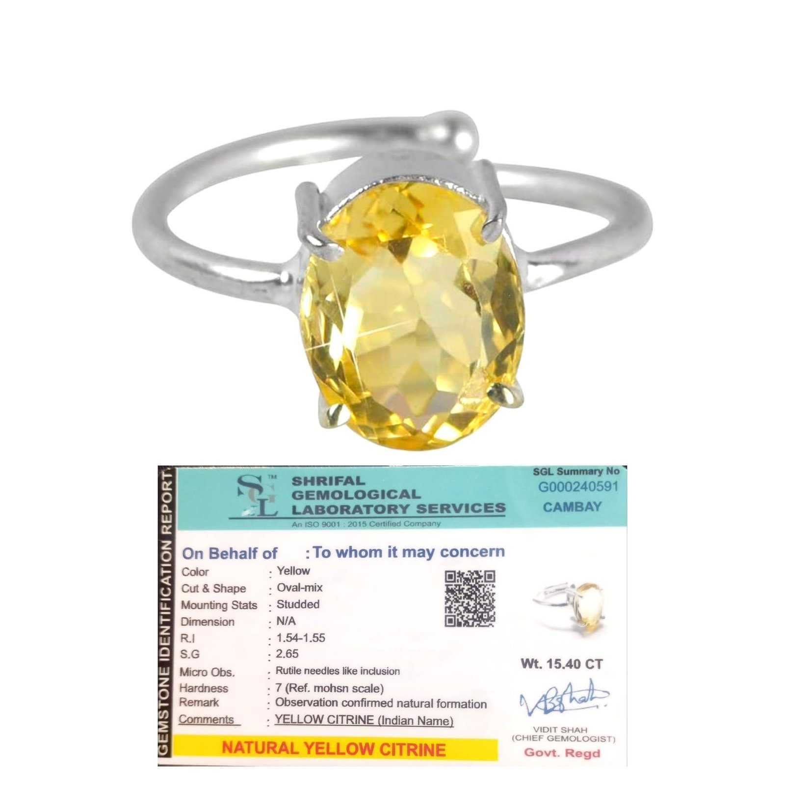 Divine Spirituals Premium Citrine Diamond-Cut Natural Gemstone Ring AAA Grade Adjustable Lab-Certified Unisex Original Crystal Ring For Success, Prosperity & Wealth Crystal Gemstone Rings Abundance Stones