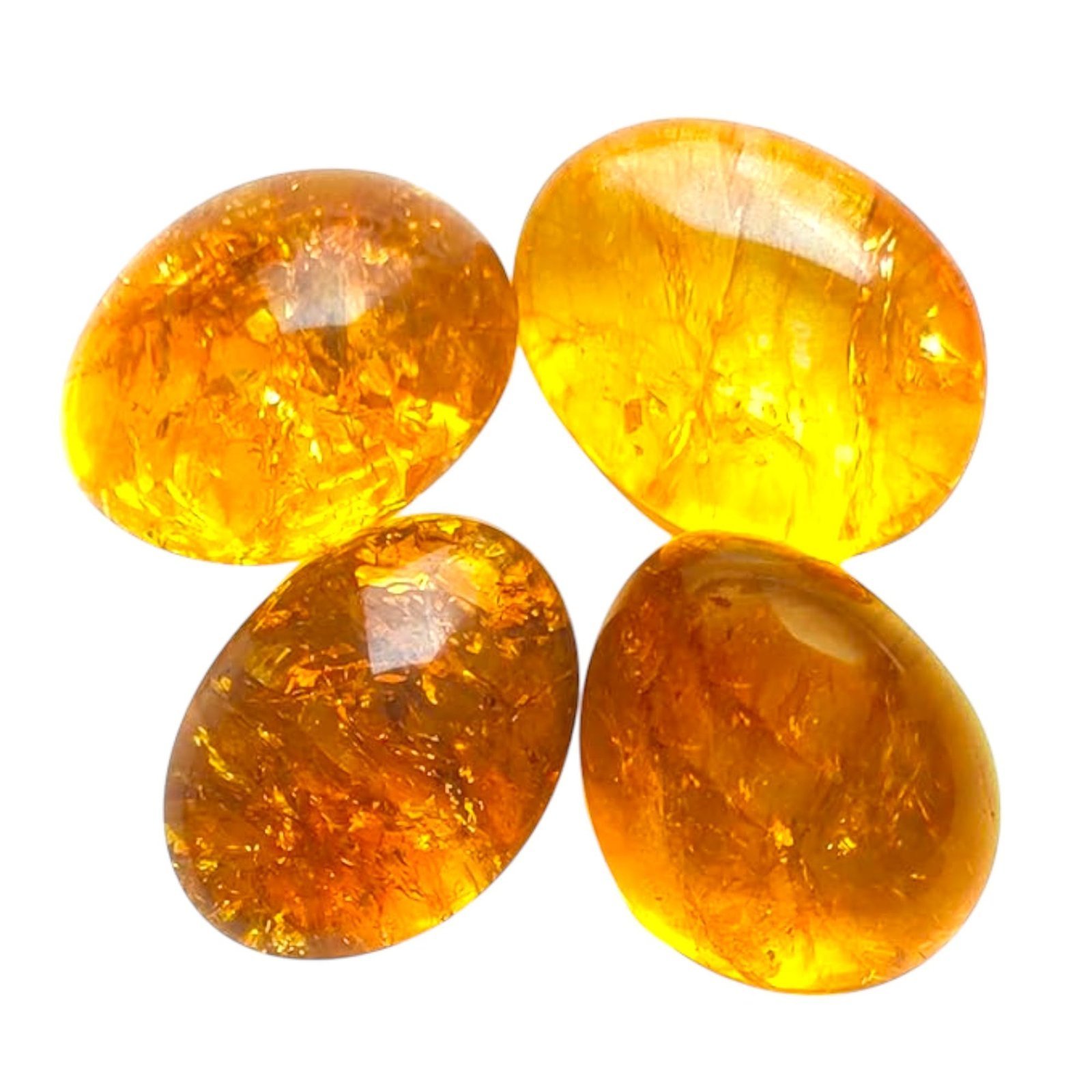 Divine Spirituals Natural Citrine Tumble Premium AAA Grade Original Crystal for Luck, Prosperity, Abundance for Meditation, Yoga, Healing (Pack of Four Tumbles) Chakra Tumbled Stones Abundance Stones