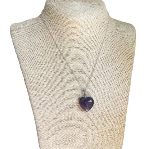 Divine Spirituals Amethyst Heart pendant | Amethyst crystal Mini Heart Healing pendant for Memory Power and Crown Chakra Healing and Meditation Crystal Jewelry Abundance Stones