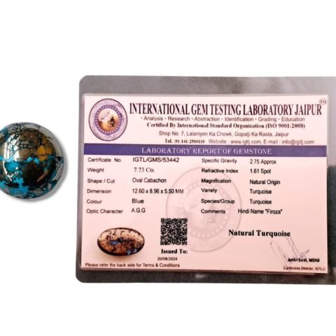 Divine Spirituals Real Original Firoza Turquoise Gemstone for Men and Women – Oval Shaped for Ring and Pendant Premium Turquoise Jewellery – The Stone of Compassion and Success 9.84 Carat Irani Firoza Abundance Stones