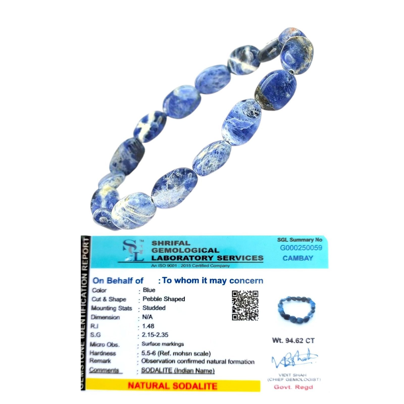 Divine Spirituals Natural Sodalite Bracelet AAA Grade Certified Pebble Oval Shape Unisex Real Crystal Bracelet for Clarity, Intuition, & Emotional Balance Chakra Healing Bracelets Abundance Stones