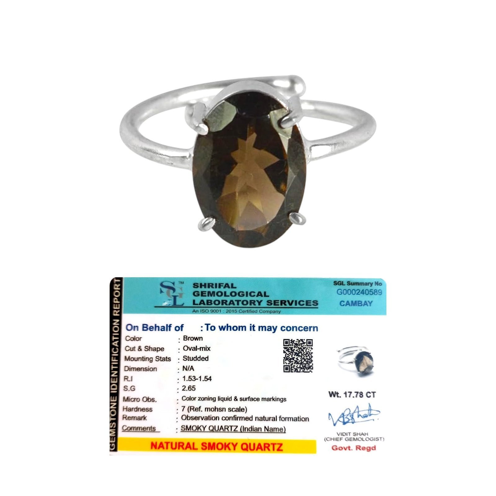 Divine Spirituals Premium Smoky Quartz Diamond-Cut Natural Gemstone Ring AAA Grade Adjustable Lab-Certified Unisex Original Crystal Ring For Grounding Energy, Root Chakra & Manifestation Crystal Gemstone Rings Abundance Stones