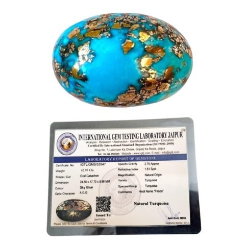 Divine Spirituals Natural Firoza Turquoise Beautiful Pure Lab Certified Irani Firoza Exclusive Double Polished Gemstones for Peace, Protection Name and Fame for Men and Women (4 to 20 Carat) Irani Firoza Abundance Stones