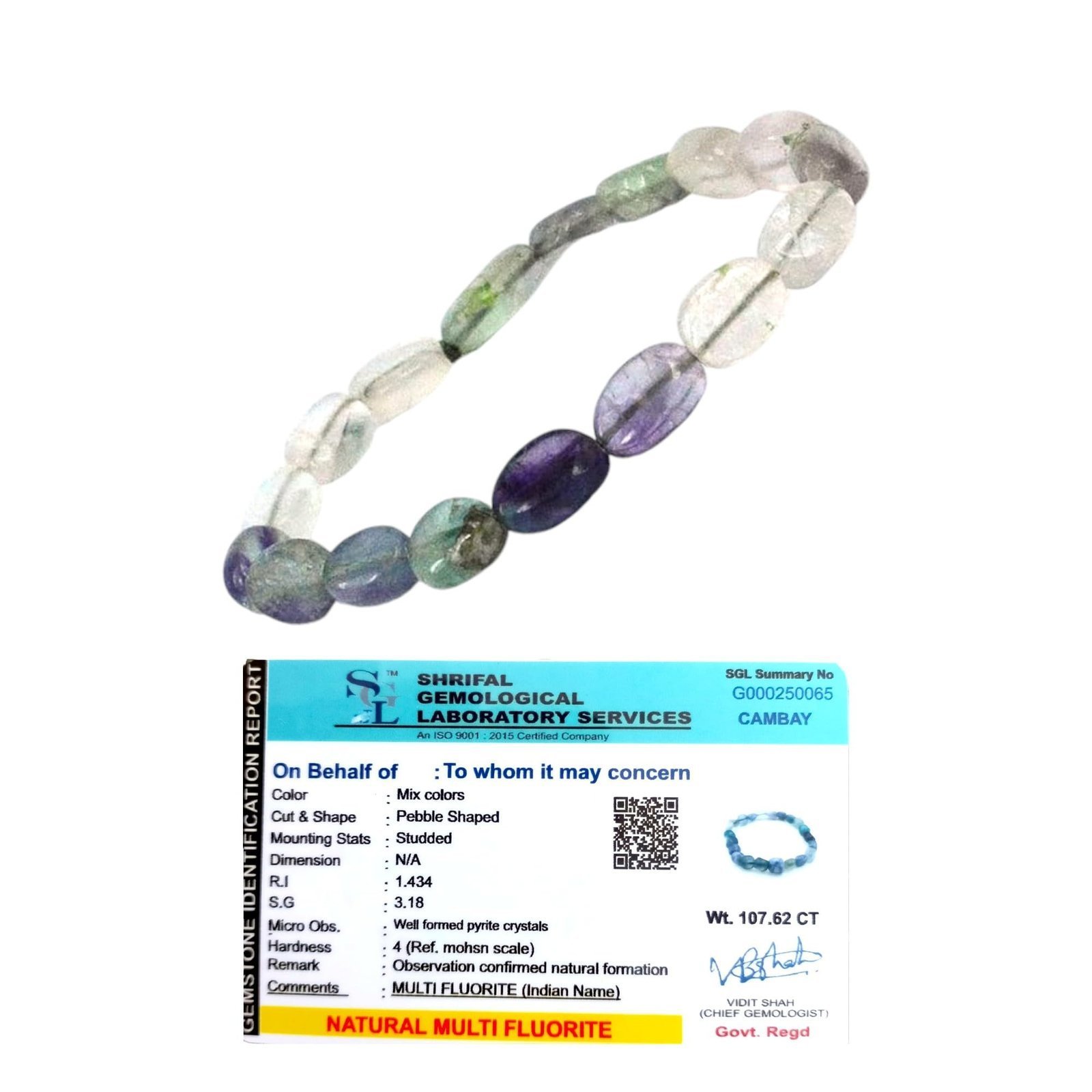 Divine Spirituals Natural Multi Fluorite Bracelet AAA Grade Certified Pebble Oval Shape Unisex Real Crystal Bracelet for Clarity, Focus, & Emotional Balance Chakra Healing Bracelets Abundance Stones