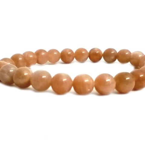Divine Spirituals Natural Peach Moonstone Semi Precious, Stone Bracelet, Crystal Stone 8mm Beads Bracelet Round Shape for Reiki Healing and Crystal Healing Chakra Stones Chakra Healing Bracelets Abundance Stones